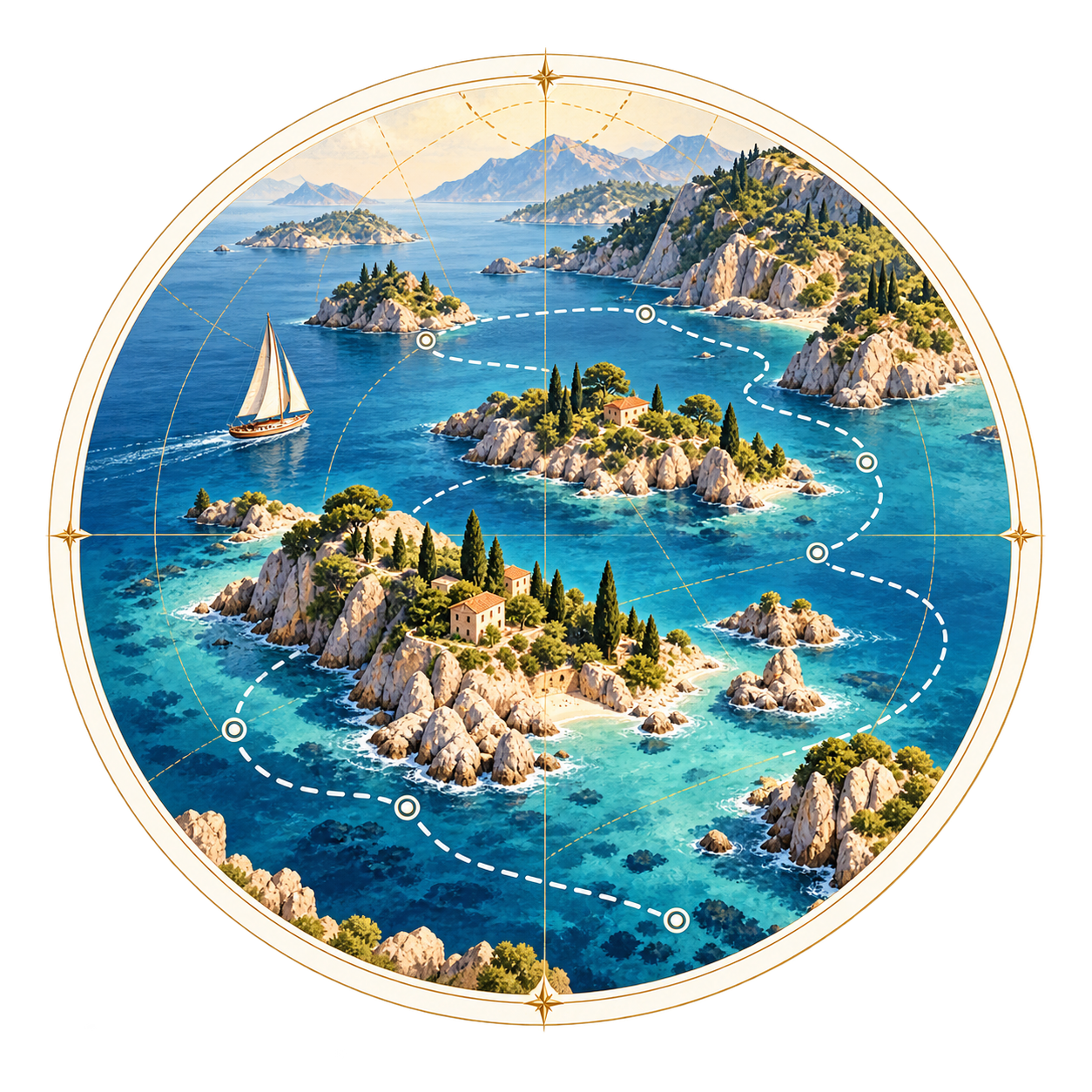 Mapa de islas y rutas